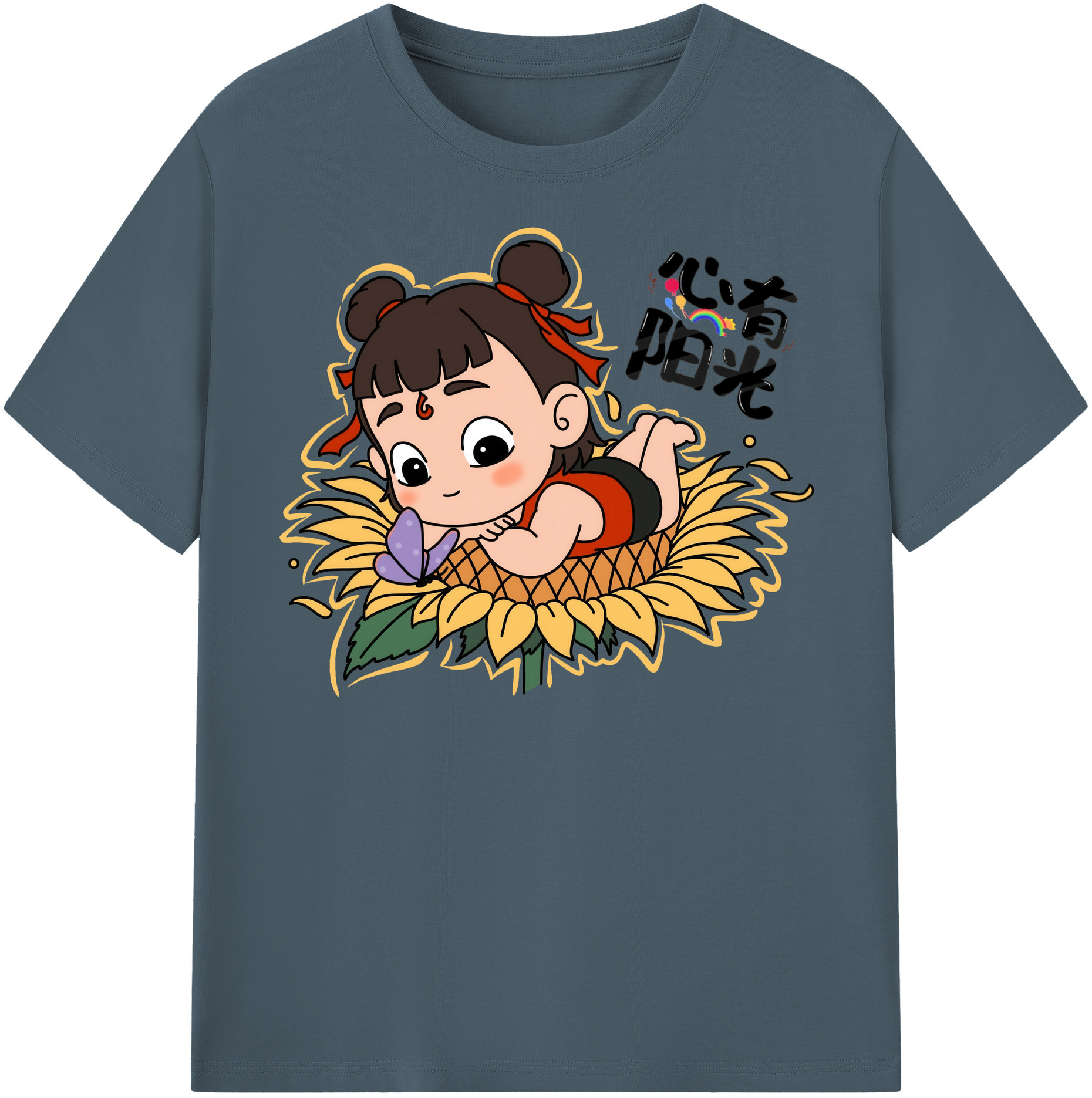 （画像用） Ne Zha 2 ナタ 魔童の大暴れ 綿100％半袖Tシャツ（フロントプリント）